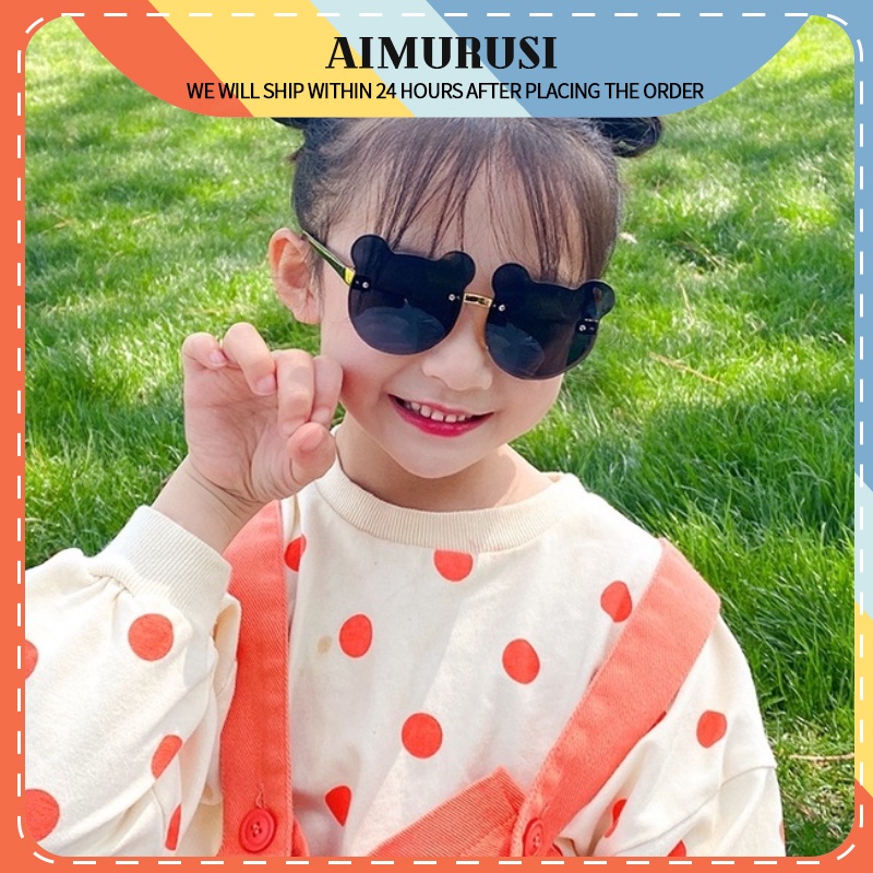 (AIMURUSI) COD Mắt Kính Chống Tia UV Hình Tai Gấu Dễ Thương Chất Lượng Cao Thời Trang Cho Bé Trai Và Gái