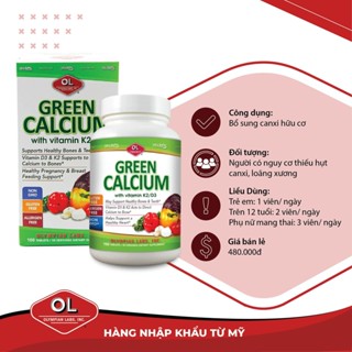 Canxi Hữu Cơ Olympian Labs Green Calcium Lọ 100 Viên Nhập Khẩu Mỹ