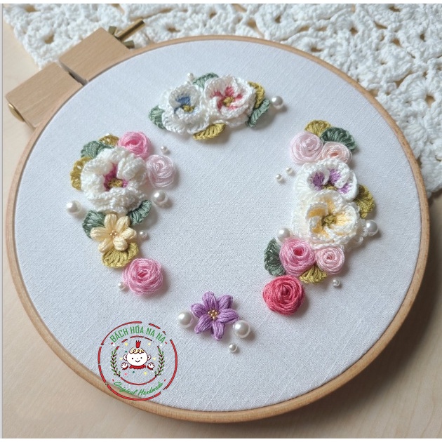 Bộ dụng cụ Thêu Tay Thủ Công Tranh trang trí Korea Hàn Quốc KÈM KHUNG CĂNG 20cm DIY Embroidery Tập Thêu - Bách hóa Na Na
