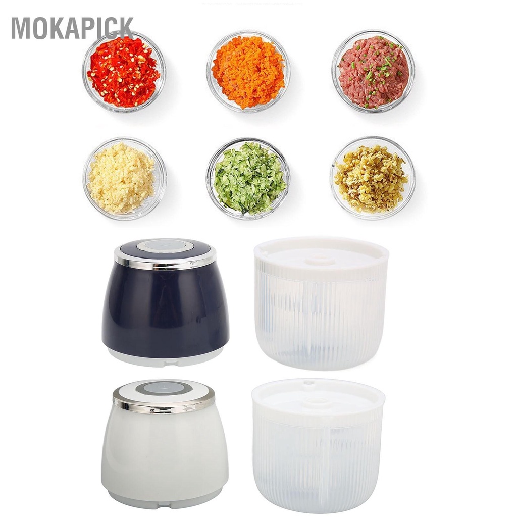 Mokapick Máy băm tỏi 3 lưỡi Động cơ mạnh mẽ Bộ xử lý thực phẩm đa chức năng USB Sạc tĩnh im lặng cho thịt