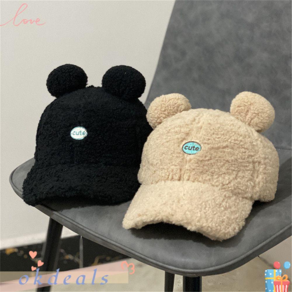 Mũ Lưỡi Trai Tai Gấu Dày Dặn Ấm Áp Phong Cách Hip Hop Dễ Thương