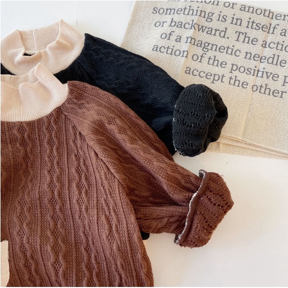 Áo len dài tay cao cổ phong cách Hàn Quốc ALG-BE KOREA cho bé trai bé gái size 7-25kg