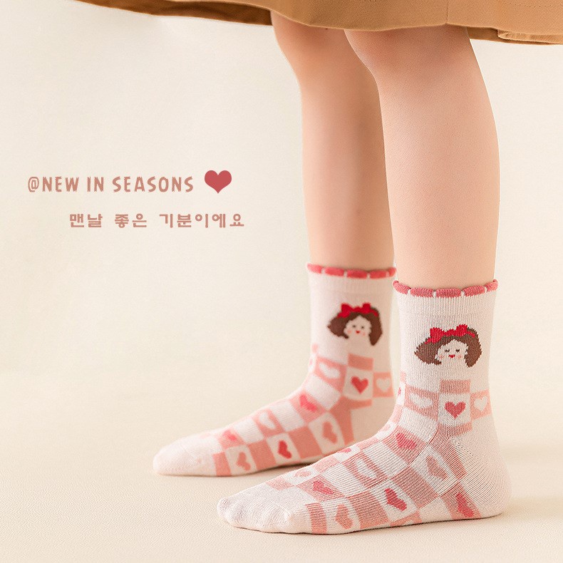 Tất Cho Bé, Set 5 Đôi, Tất Cho Bé Gái, Tất Bé Trai, Mẫu Maruko Xuất Nhật Cotton Êm Mềm, Tất Trẻ Em Thoáng Khí 1-11 Tuổi