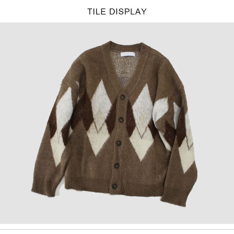 Áo Khoác len Cardigan thiết Kế phối màu nhẹ nhàng Vintage Phong Cách Hàng Quôc