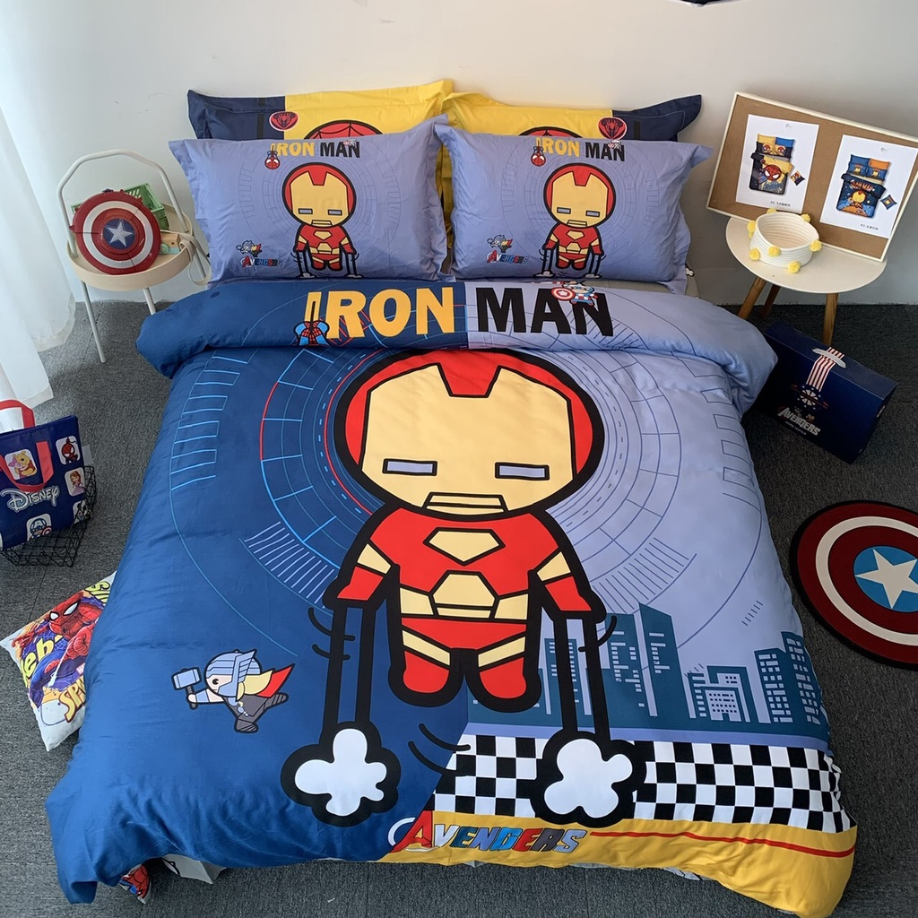 Bộ chăn ga gối Cotton lụa DISNEY cao cấp mẫu siêu nhân,oto cho bé trai