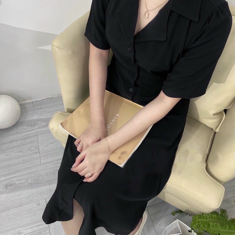 Đầm sơ mi form dài 2 màu