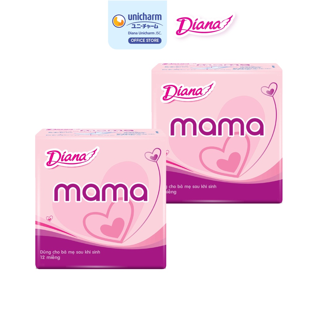 Bộ 2 gói băng vệ sinh Diana Mama 12 miếng/gói