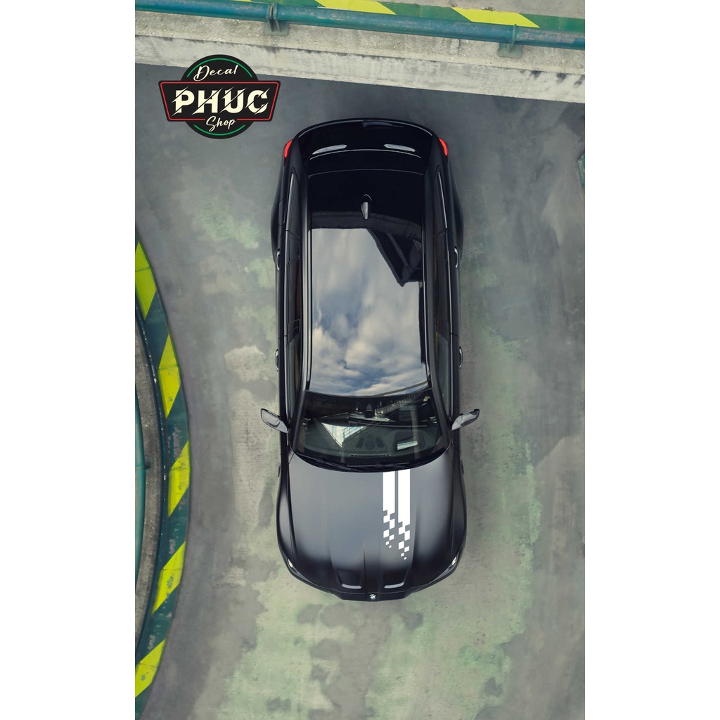 Tem dán nắp capo xe hơi kiểu line mẫu  01