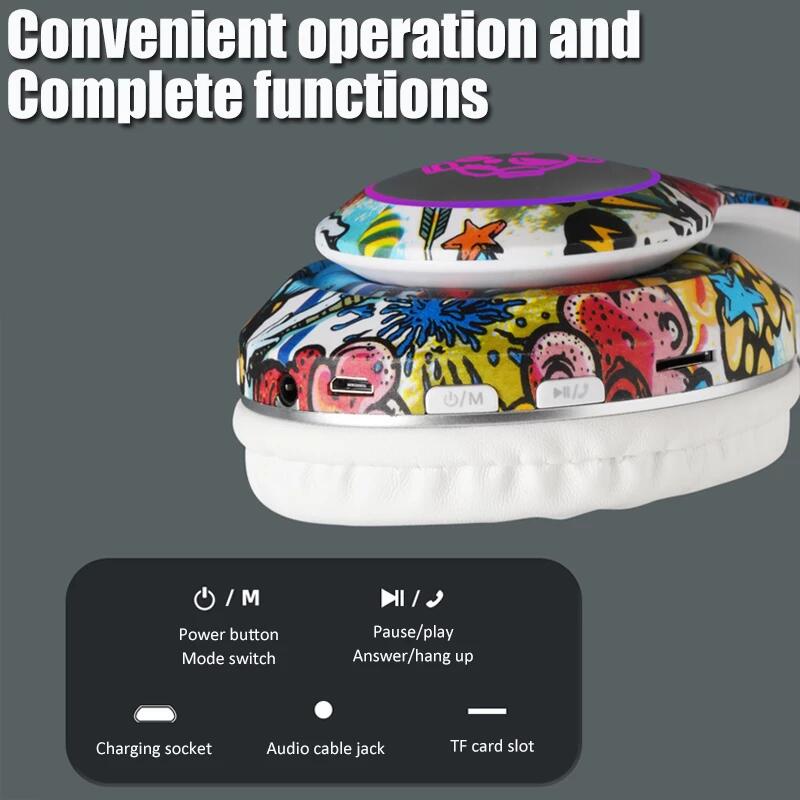 Tai Nghe Bluetooth Không Dây Âm Thanh HiFi Chống Ồn Thiết Kế Graffiti | BigBuy360 - bigbuy360.vn