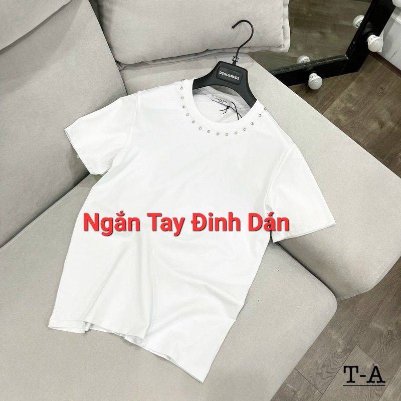 Áo Sweater Thun Dài Tay Đính Đá Cổ Tròn - Áo Phông Dài Tay Đinh Ghim