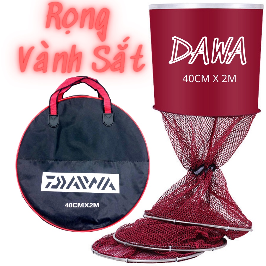 Rọng, Túi Đựng Cá DAIWA Vành Sắt, Mắt Lưới Cao Su Đàn Hồi