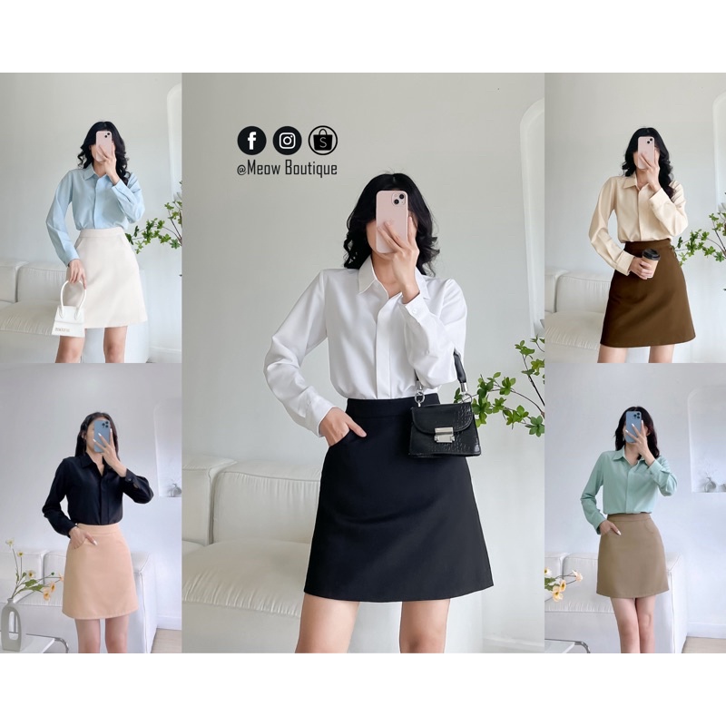 Váy chữ A mini công sở có túi 2 bên XS-XXL Meow Boutique