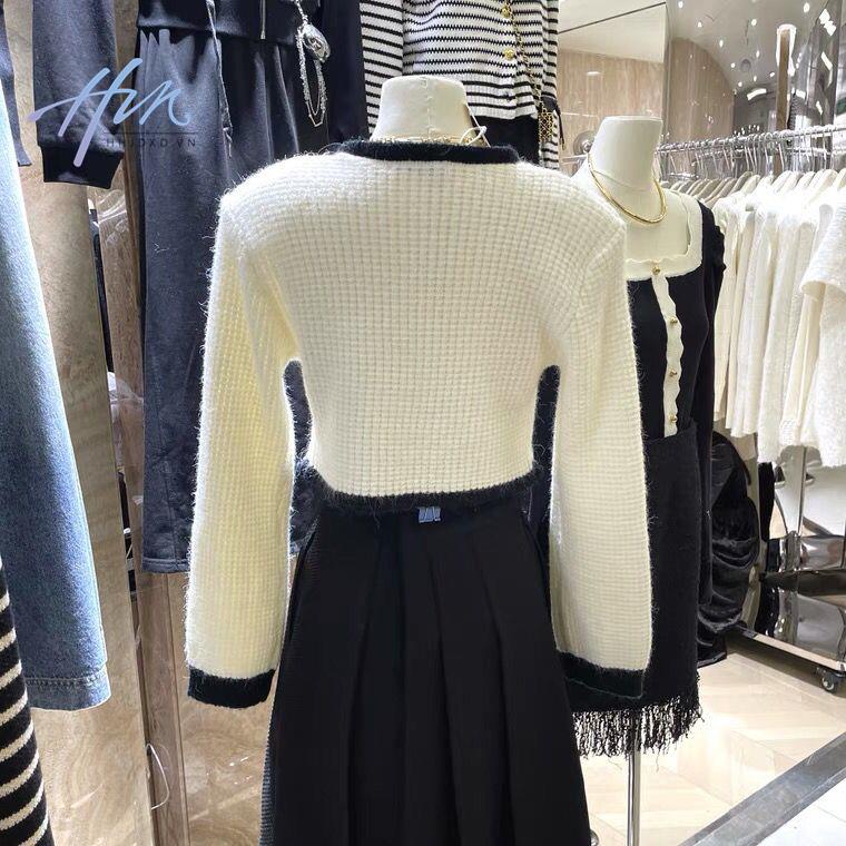 Lelart Áo Sweater Ngắn Mùa Thu Hai Hàng Nút Cài Phong Cách Hoàng Gia Pháp Cao Cấp Mới Cho Nữ