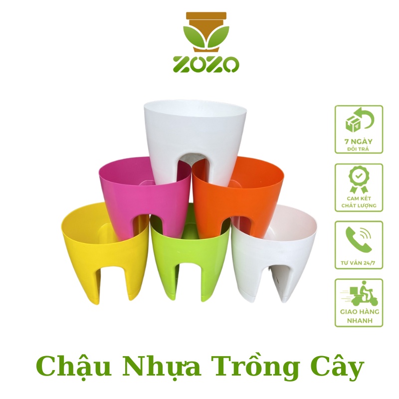COMBO 05 Chậu nhựa ZOZO trồng cây hoa kẹp lan can ban công cực xinh