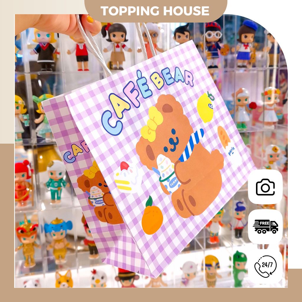 Túi Giấy Có Quai Đựng Quà Tặng Paper Bag Dày Dặn, Cứng Cáp Hình Gấu Đáng Yêu - Topping House - DC22