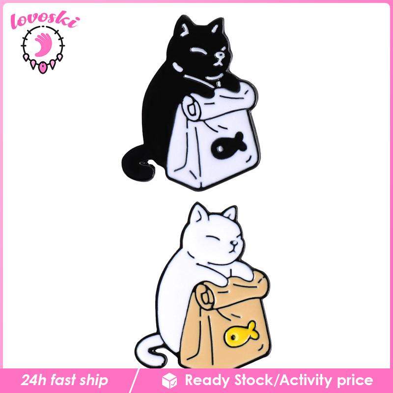 Set 2 Ghim Cài Áo Hình Mèo Tráng Men Dễ Thương