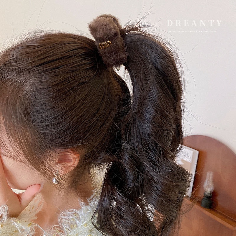 Kẹp Tóc Đuôi Ngựa Bằng Len Lông Cừu Phong Cách Thu Đông Dễ Thương