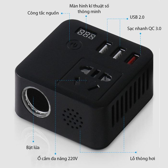 Bộ biến tần biến điện Ô Tô 12V/24V Sang 220V Ô Tô Đa Chức Năng  ☘️ FREESHIP ☘️