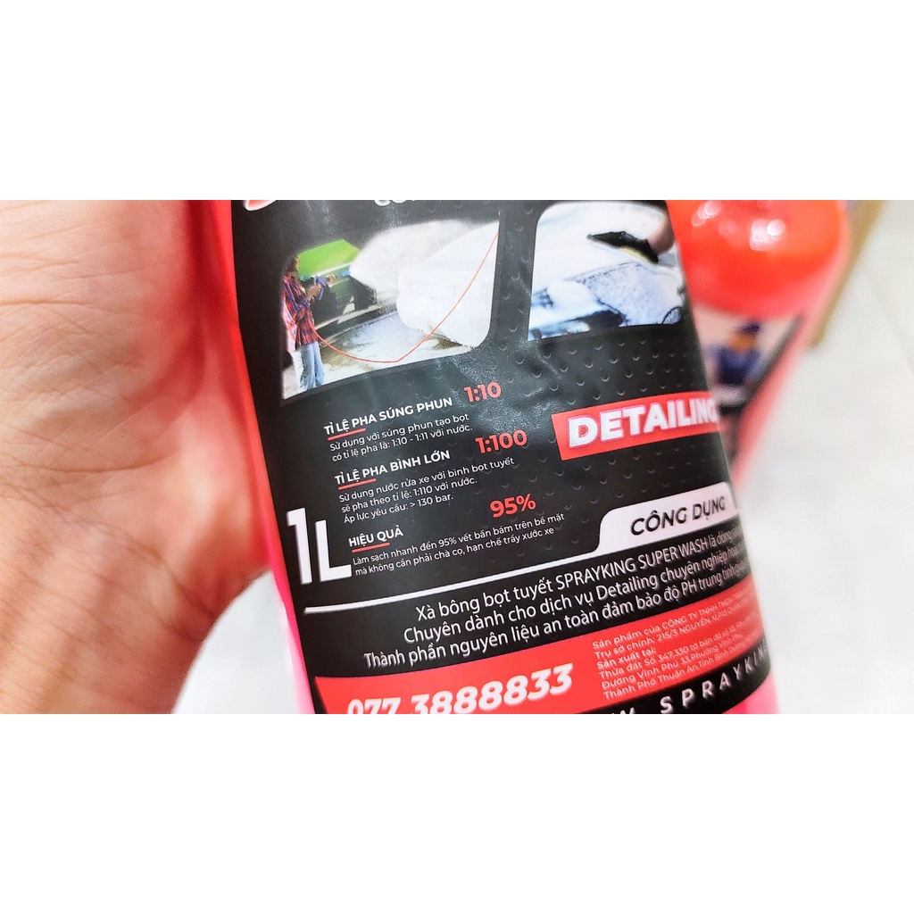 NƯỚC RỬA XE CHẠM / KHÔNG CHẠM SPRAYKING SUPER WASH 1L GIÚP XẾ IU SẠCH BÓNG, THƠM MÁT ĐẾN TỪNG NGÓC NGÁCH
