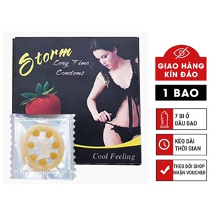   Tặng quà 16K  Bao cao su gai bi Storm BCS chống xuất tinh sớm có 7 viên bi to mềm mại ở đầu giúp tăng khoái cảm hơn 