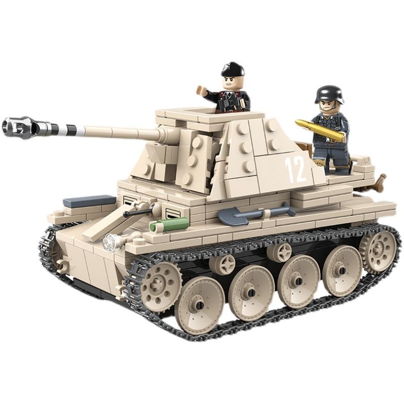 Đồ chơi Lắp ráp Mô hình xếp hình xe tăng  Quan Guan 100083 Ww2 Military German Weasel Tank Self Propelled Anti Tank