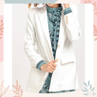 Áo khoác Blazer nữ YV LE & CO vải Cotton màu trắng phong cách