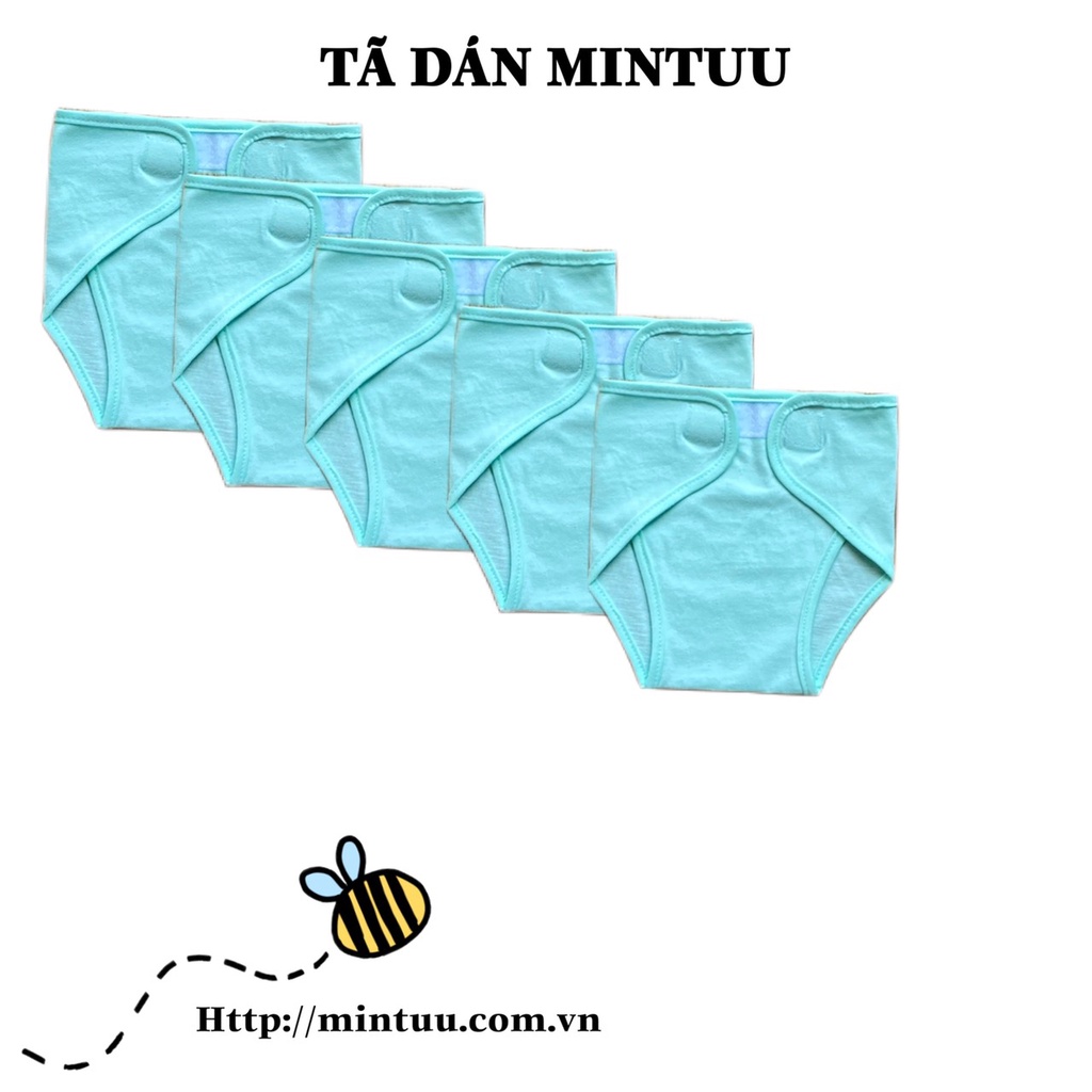 Set 5 tã dán sơ sinh màu, tã quần thương hiệu MINTUU, chất liệu vải 100% cotton