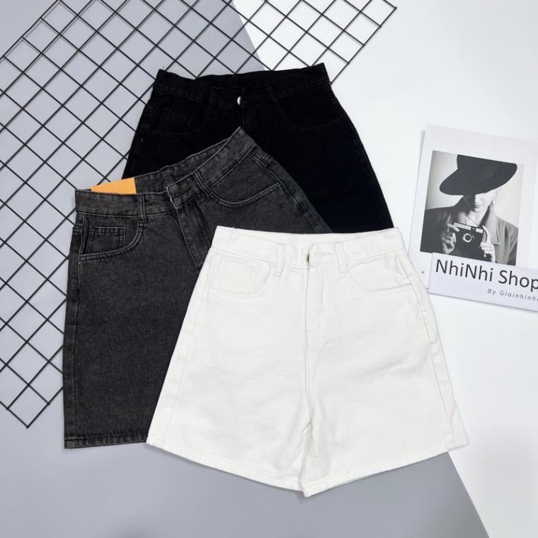 Quần short ngố jean ống rộng, Quần bò lửng cạp cap ống suông QS803 - NhiNhi Shop !