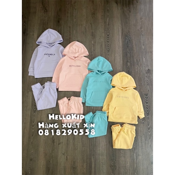 B637 - Bộ nỉ classic trơn bé gái