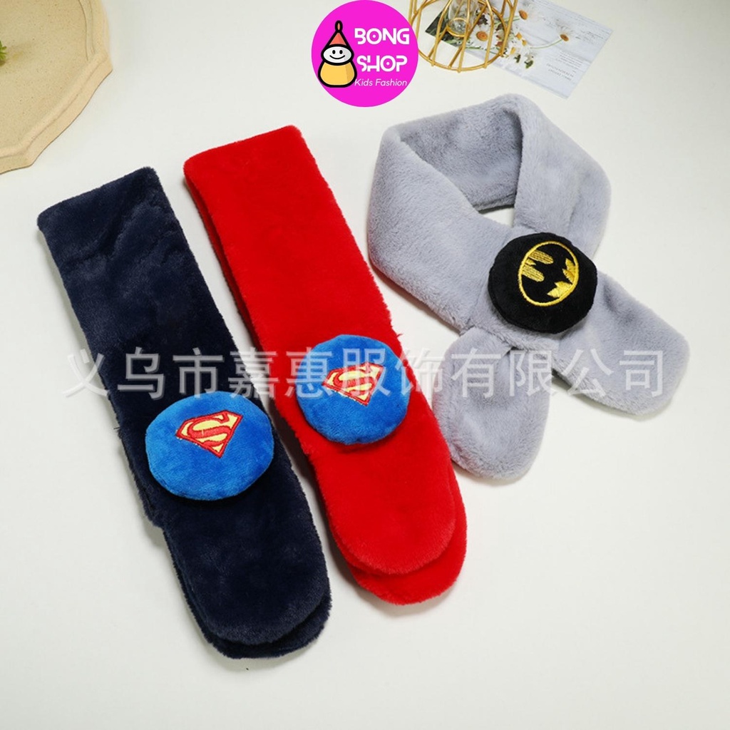 Khăn quàng cồ lông thỏ siêu nhân cho bé trai siêu mềm