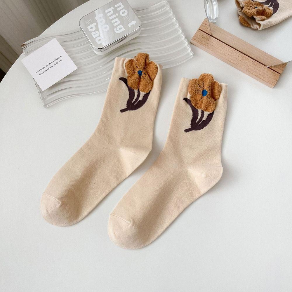 Đôi Vớ Cotton Thoáng Khí In Họa Tiết Hoa Thời Trang Dành Cho Nữ