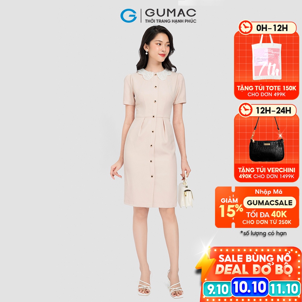 Đầm bút chì phối ren thời trang GUMAC DC08066