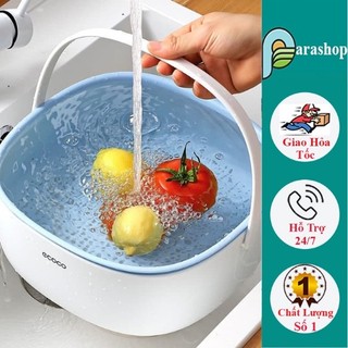 Bộ rổ Ecoco kèm chậu thoát nước chất liệu nhựa ABS cao cấp, rổ đựng đồ đa năng, thiết kế hai lớp, dễ thoát nước