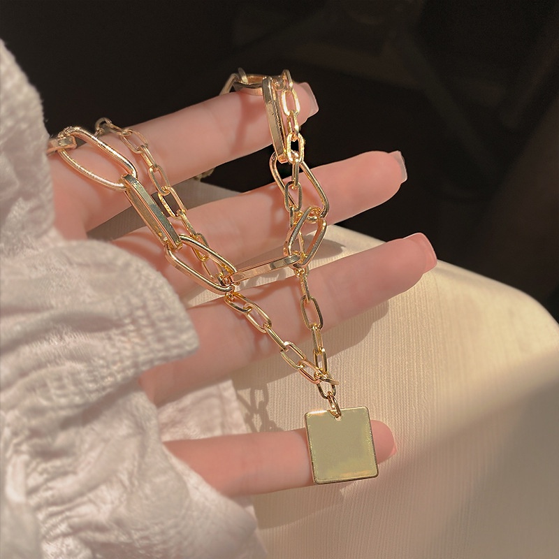 YeYi Vòng cổ Hai Lớp Bằng Kim Loại Nhẹ Sang Trọng Phong Cách Âu Mỹ Thiết Kế Thời Trang Mới Cá Tính Cho Nữ