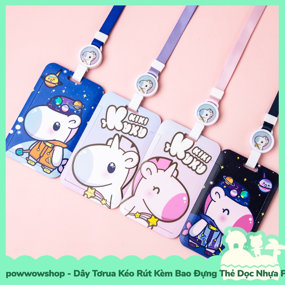 [Sẵn VN - Hỏa Tốc] Dây Vải Tơrua Kéo Rút Kèm Bao Đựng Thẻ Nhân Viên Dọc Nhựa PC Phong Cách Unicorn Color B&amp;G