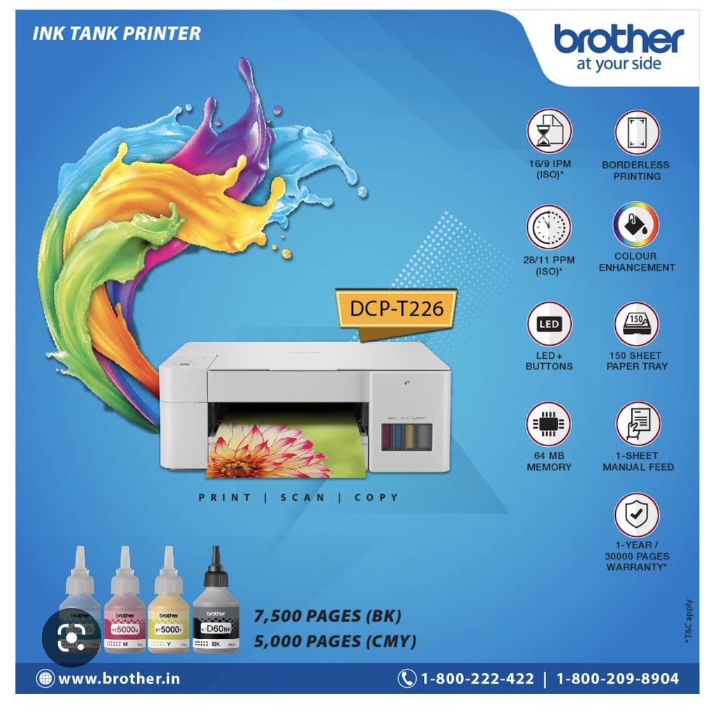 Máy in phun màu đa năng Brother DCP - T226  - hàng chính hãng bảo hành 12 tháng