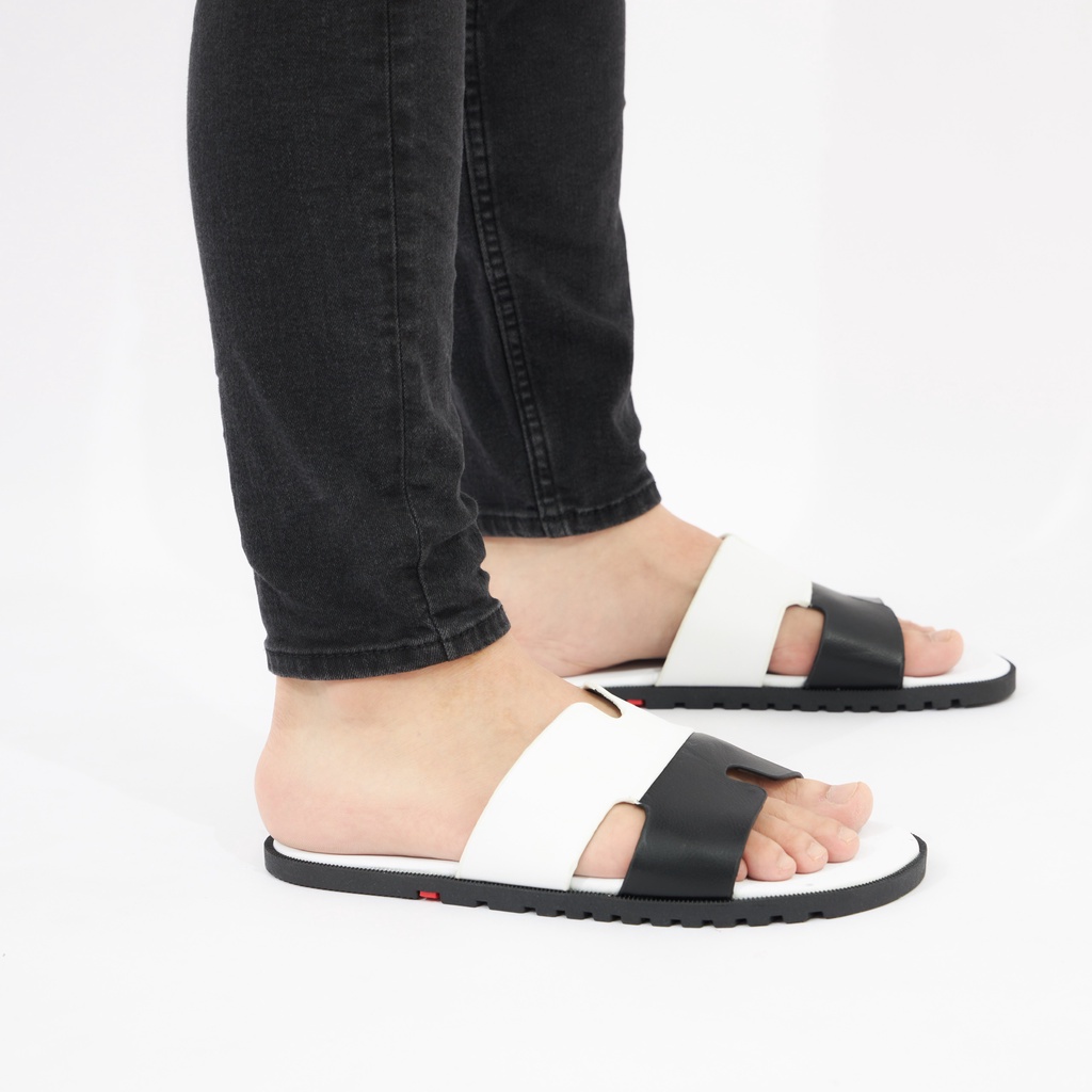 Dép MWC 7716 - Dép Da Nam Quai Chữ H Phối Màu Trẻ Trung