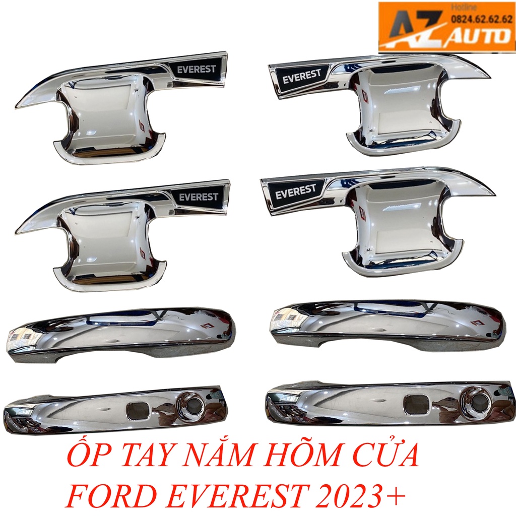 Ốp tay hõm cửa xe Everest 2022 2023 mạ crom cao cấp trang trí chống xước xe