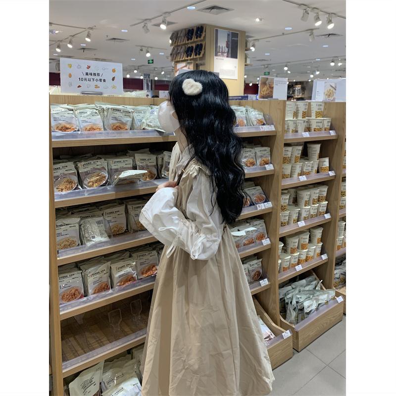 Váy babydoll váy mùa đông cho nữ váy dài Áo Sơ Mi Tay Phồng + Váy Xòe Bồng Bềnh Xếp Ly Cỡ Lớn Phong Cách Preppy Cho Nữ Sinh