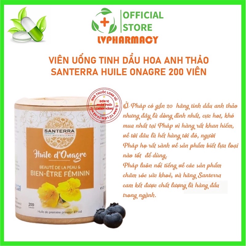 Viên Uống Tinh Dầu Hoa Anh Thảo Santerra Pháp, Cân Bằng Nội Tiết Tố Nữ 200 Viên