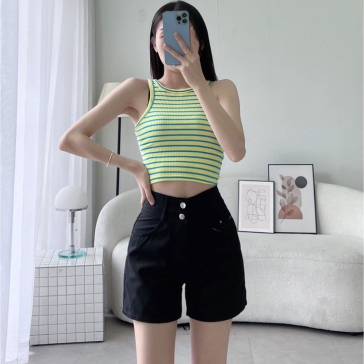 Quần đùi kaki nữ lưng cao hai nút siêu dễ thương SK1105