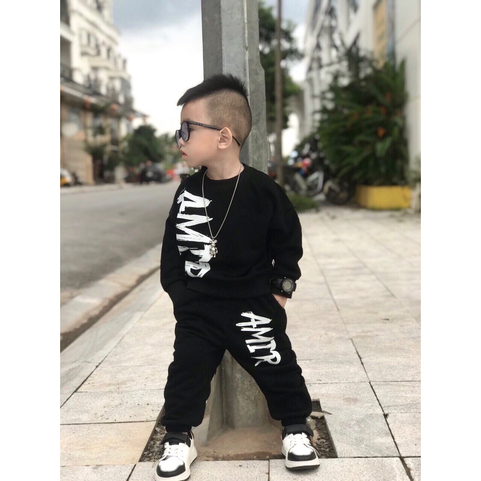 Set áo nỉ tay dài Amir cho bé , bộ áo sweater trẻ em unisex , Kid_genZ