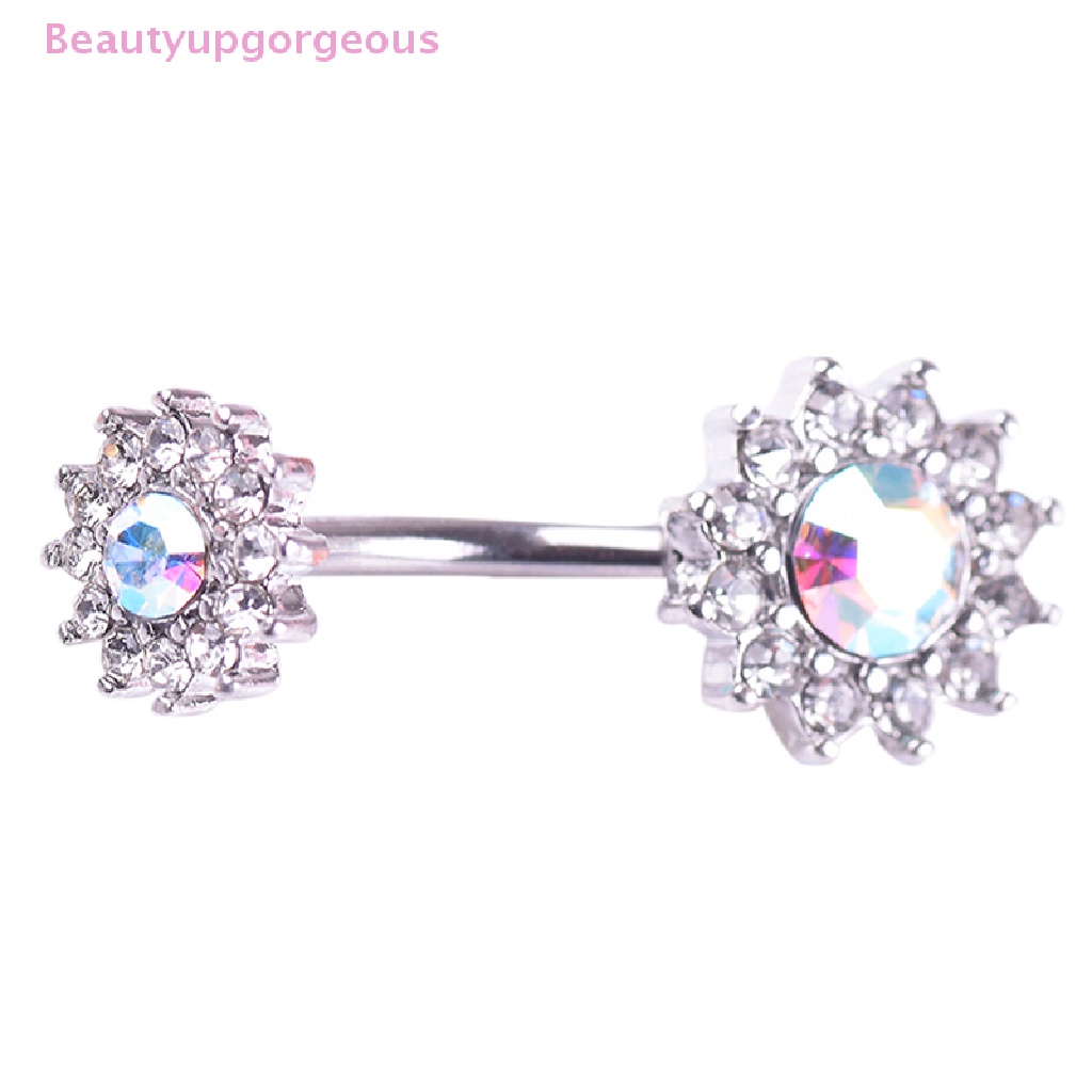 Khuyên Rốn Dạng Thanh Tạ Hình Hoa Đính Pha Lê Đẹp Mắt