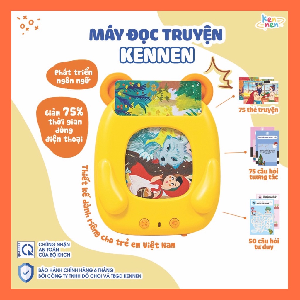 Máy đọc truyện KENNEN - Bộ đọc thẻ cho bé - có Bảo Hành - 105 thẻ - Phát triển tư duy - thegioidochoi1104