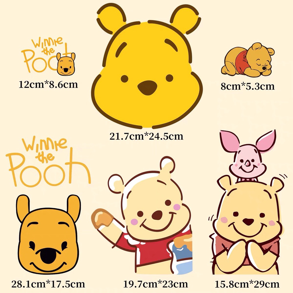 Hình ủi , hình ép nhiệt - Bộ Gấu Pooh đáng yêu ( Combo 6 Hình )