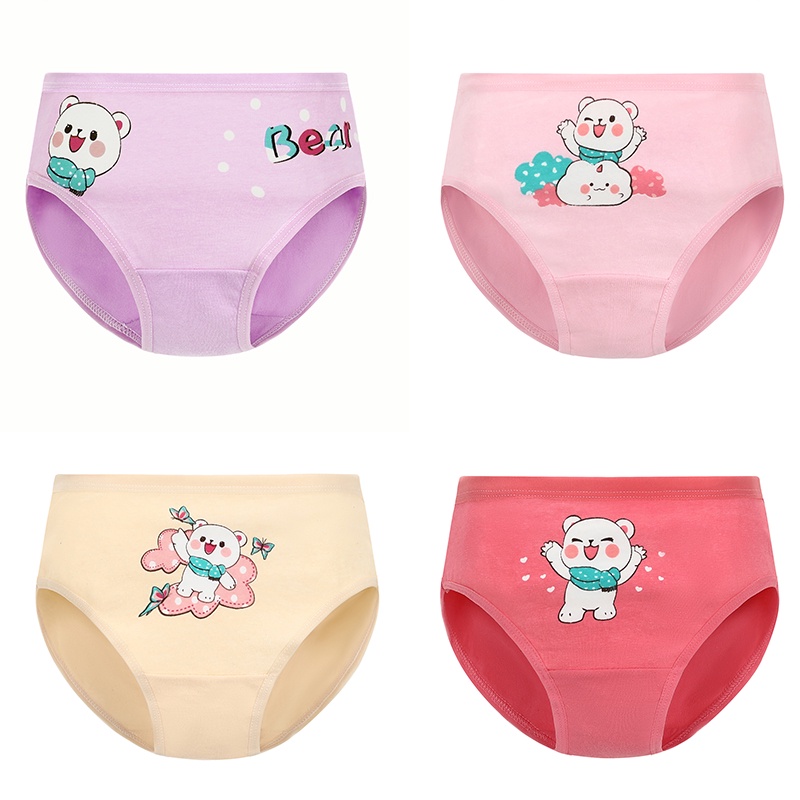 Set 3 quần lót SMY cotton mềm mại in họa tiết động vật hoạt hình dễ thương dành cho bé gái 2-12 tuổi