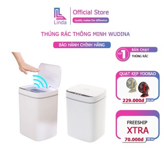 Thùng rác Wudina cảm ứng thông minh nắp đóng mở tự động hộp túi rác có đèn chiếu sáng