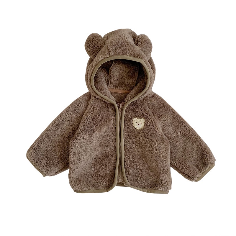 Áo Khoác Cardigan Có Mũ Trùm Vải Cotton Phối Lông Dễ Thương Thời Trang Mùa Đông 2022 Cho Bé Sơ Sinh
