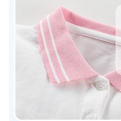 Mã S1177 váy dài tay màu trắng phối cổ polo màu hồng của Little Maven cho bé gái