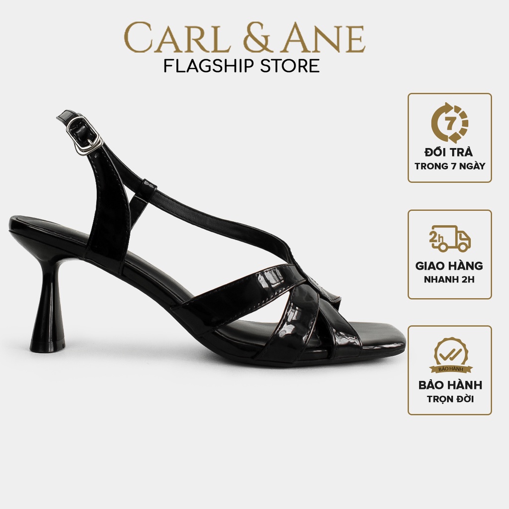 Carl & Ane - Giày cao gót 2022 gót nhọn hở mũi phối dây quai chéo màu đen